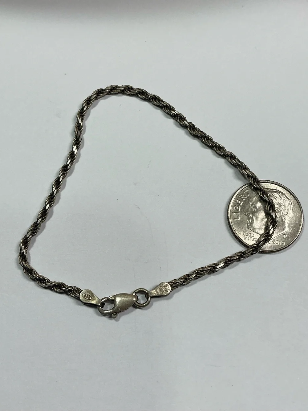 Sterling Silver Rope Chain Bracelet - Silver